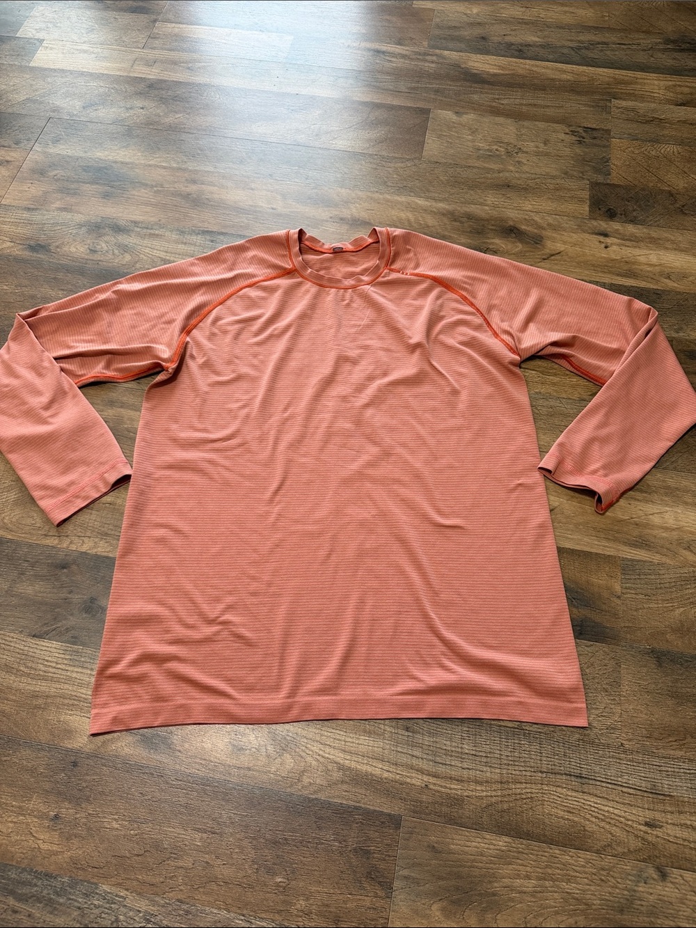 LULULEMON Orange Stripe Metal Vent Tech LS 2.0 Shirt Men's medium